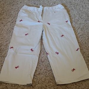 Lizard embroidered capris